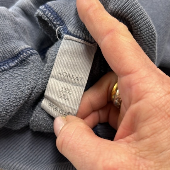 The Great. Washed Blue Cropped Drawstring Sweatpant  Star Embroidery Size 0/XS - Picture 8 of 9